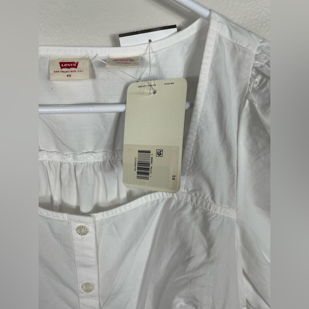 Levi’s Women's Simone Top Elegant White Blouse with Lace Trim and V-Neck NWT - Picture 7 of 15